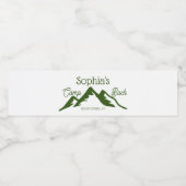 Retro Gepersonaliseerde Camp Bach Bergen Groen Waterfles Etiket (Enkel label)