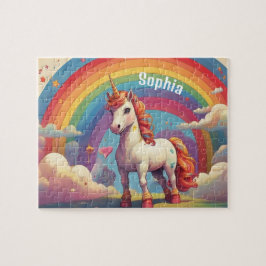 Retro gepersonaliseerde eenhoorn legpuzzel