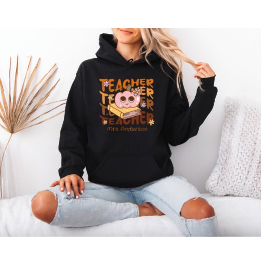 Retro gepersonaliseerde Halloween leraar Hoodie