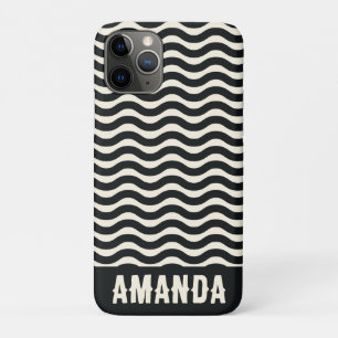 Retro gepersonaliseerde hippie strand strepen zwar Case-Mate iPhone case