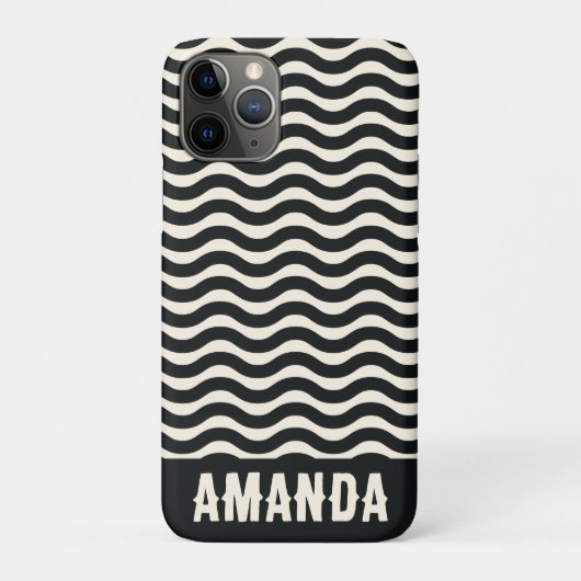 Retro gepersonaliseerde hippie strand strepen zwar Case-Mate iPhone case (Achterkant)