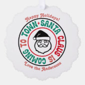 Retro Gepersonaliseerde Kerst Keepsake Foto Ornament Kaart (Voorkant)