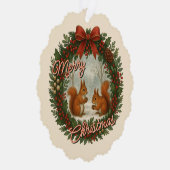 Retro gepersonaliseerde krans met Schattigee eekho Ornament Kaart (Rechts)