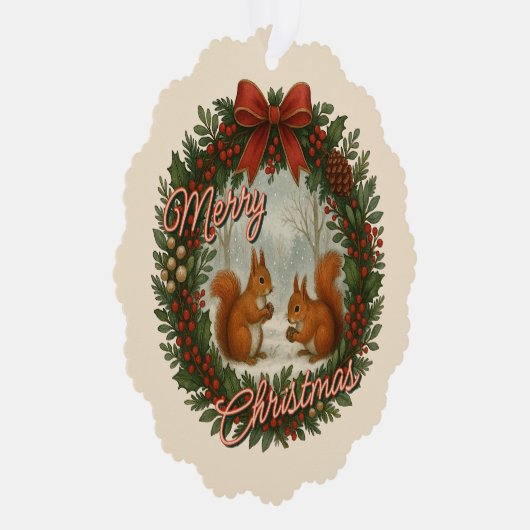 Retro gepersonaliseerde krans met Schattigee eekho Ornament Kaart (Rechts)