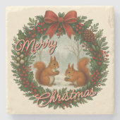 Retro gepersonaliseerde krans met Schattigee eekho Stenen Onderzetter (Voorkant)