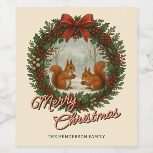 Retro gepersonaliseerde krans met Schattigee eekho Wijn Etiket (Enkel label)