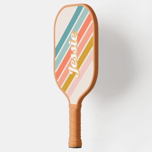 Retro Gepersonaliseerde Naam Aangepast  Ontwerp Pickleball Paddle (Links)