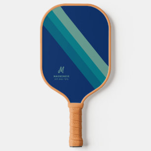 Retro gepersonaliseerde naam Blauwe Blauwgroen Str Pickleball Paddle