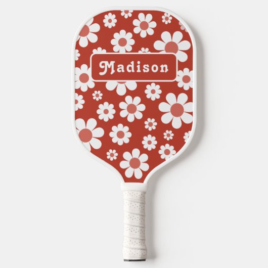 Retro gepersonaliseerde naam madeliefje pickleball paddle (Voorkant)