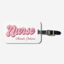 Retro gepersonaliseerde Nurse Bag Label | Roze en 
