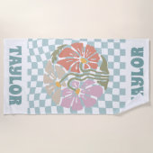 RETRO Gepersonaliseerde Strandlaken Naam Aangepast (Voorkant)