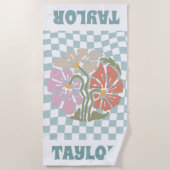 RETRO Gepersonaliseerde Strandlaken Naam Aangepast (Voorkant)