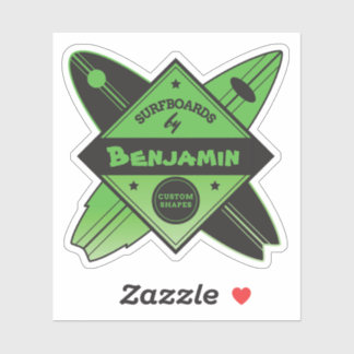 Retro gepersonaliseerde surfplankbouwer sticker