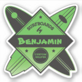 Retro gepersonaliseerde surfplankbouwer sticker (Voorkant)