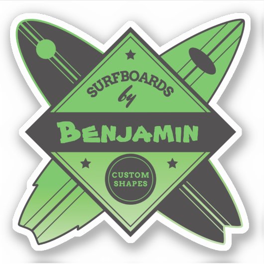 Retro gepersonaliseerde surfplankbouwer sticker (Voorkant)