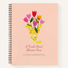 Retro Gepersonaliseerde Tulpen Schattigee Bloemen  Notitieboek