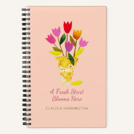 Retro Gepersonaliseerde Tulpen Schattigee Bloemen  Notitieboek
