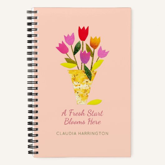 Retro Gepersonaliseerde Tulpen Schattigee Bloemen Notitieboek (Voorkant)