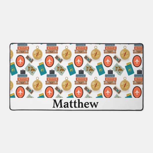 Retro gepersonaliseerde vakantiereizen thema bureaumat (Voorkant)