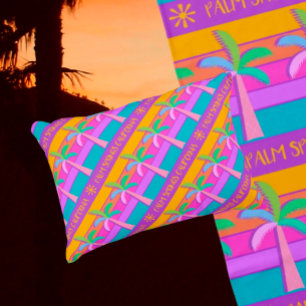 Retro Gepersonaliseerde Zonsondergang Tropische Pa Accent Kussen