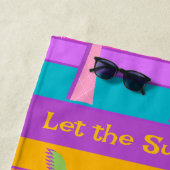 Retro Gepersonaliseerde Zonsondergang Tropische Pa Strandlaken (In situ)