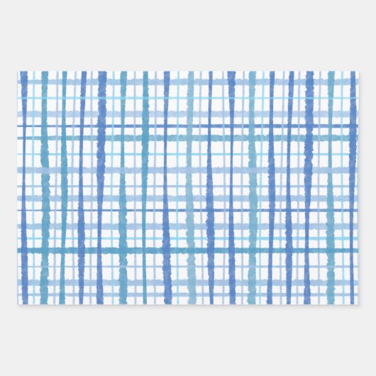 Retro Geplakt patroonpatroon in Baby Blue en White Inpakpapier Vel (Voorkant 2)