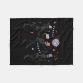 Retro geraamte 4 juli Amerikaanse vlag Skellies Fleece Deken (Voorkant (Horizontaal))