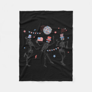 Retro geraamte 4 juli Amerikaanse vlag Skellies Fleece Deken
