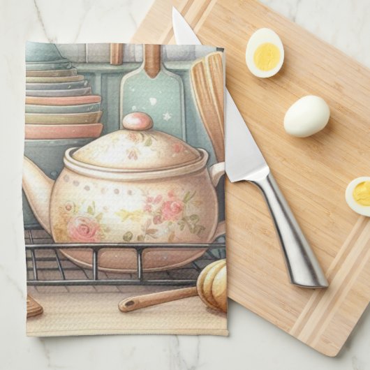  retro gerechten theepot print theedoek (Quarter Fold)