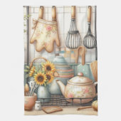  retro gerechten theepot print theedoek (Verticaal)