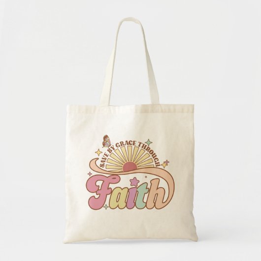 Retro gered door genade Religieuze Canvas tas (Voorkant)