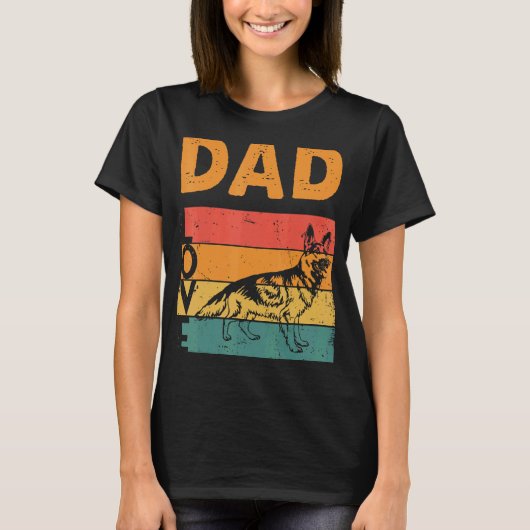 Retro German Shepherd Dad Gsd Daddy Dog Owner Fath T-shirt (Voorkant)