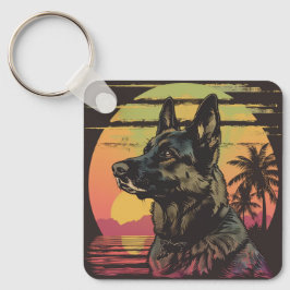 Retro German Shepherd Keychain