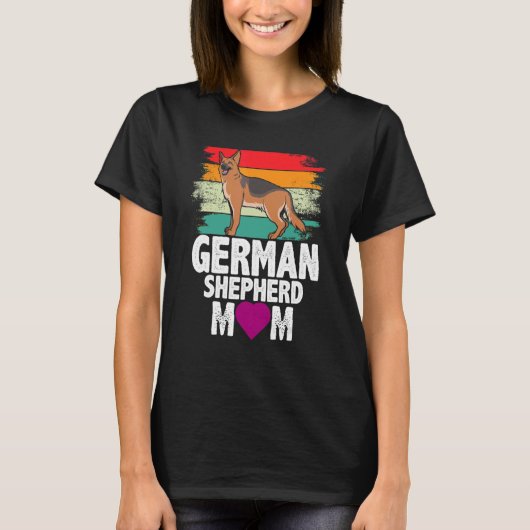 Retro German Shepherd Mam Dog Moeder Pet Mam T-shirt (Voorkant)