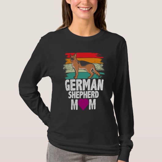 Retro German Shepherd Mam Dog Moeder Pet Mam T-shirt (Voorkant)