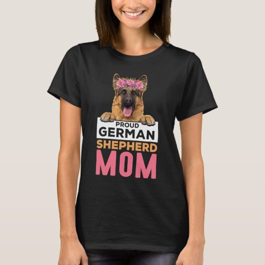 Retro German Shepherd Mama Dog Moeder Pet Shepard T-shirt (Voorkant)