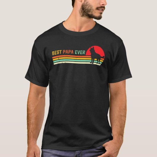 Retro German Shepherd Papa German Shepard Dog Dad T-shirt (Voorkant)