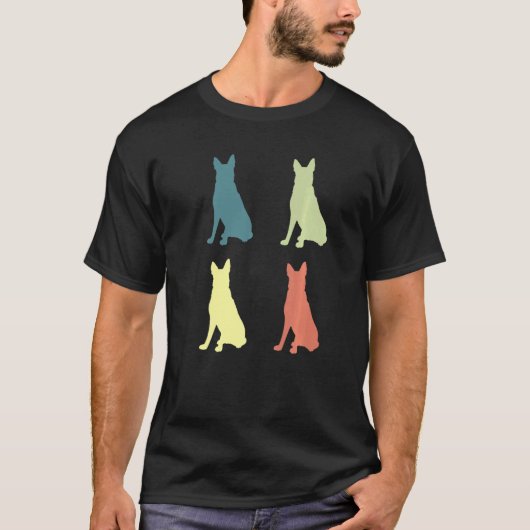 Retro German Shepherd Silhouettes Dog Owner T-shirt (Voorkant)