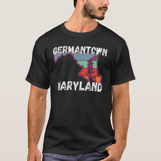 Retro Germantown MD Maryland City Apparel Souvenir T-shirt (Voorkant)