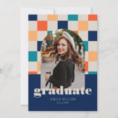 Retro geruit Arch Classic Photo Afstuderen Kaart (Voorkant)