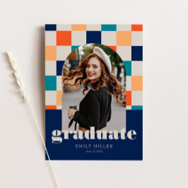 Retro geruit Arch Classic Photo Afstuderen Kaart