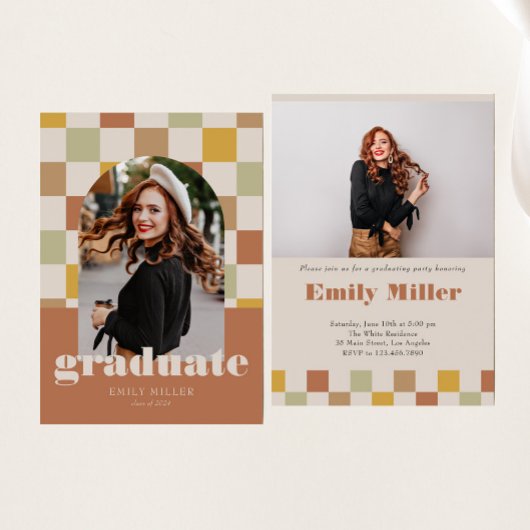 Retro geruit Arch Classic Photo Afstuderen Kaart