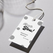 Retro Geruit "Bedankt" Zwart & Wit Groovy Cadeaulabel