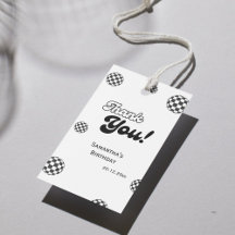 Retro Geruit "Bedankt" Zwart & Wit Groovy