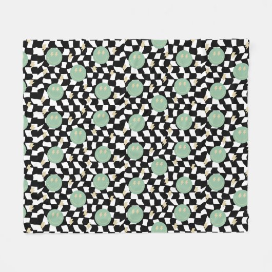 Retro geruit en aanstekende bouten fleece deken (Voorkant (Horizontaal))