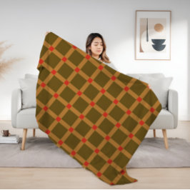 Retro geruit geruite geruite patroon in bruin, gou fleece deken