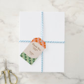 Retro geruit hart groen Sinaasappel Verjaardag Cadeaulabel (Met Touw)