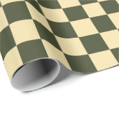 Retro geruit in olijfgroen en crème cadeaupapier (Rol Hoek)
