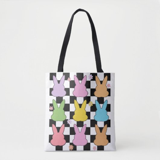 Retro geruit Pasen Tote Bag (Voorkant)