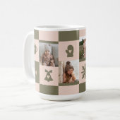 Retro-geruit patroon, aangepast monogram koffiemok (Voorkant links)